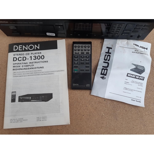 1111 - Four items of hi-fi, one Denon DCD-1300 CD player with remote control and instruction manual - made ... 