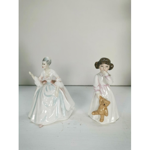 272 - Six Royal Doulton figurines, Images Bride and Groom - HN 3281, Dianna - HN 3310, Awakening - HN 2837... 