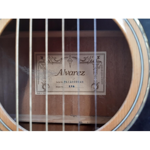 1121A - Three steel strung guitars, one vintage Antoria - made in Japan, one Alvarez RF8 (A/F) and one Marti... 