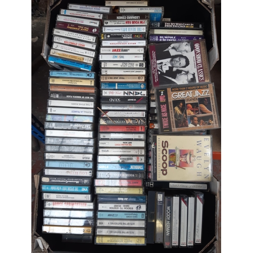 1132 - Four boxes containing a very large collection of cassette tapes to include Rolling Stones, Tom Waits... 