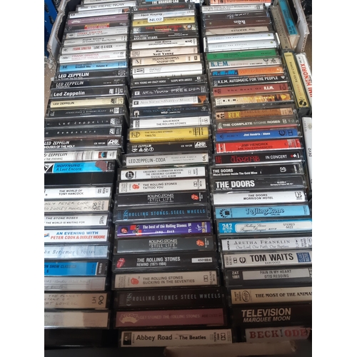 1132 - Four boxes containing a very large collection of cassette tapes to include Rolling Stones, Tom Waits... 