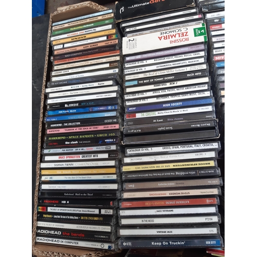 1134 - Two boxes containing a large quantity of CDs to include  Hawkwind, Radiohead, Blondie, The Clash, Pi... 