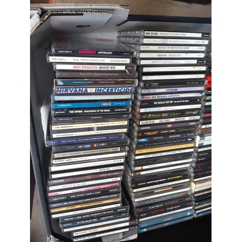 1134 - Two boxes containing a large quantity of CDs to include  Hawkwind, Radiohead, Blondie, The Clash, Pi... 