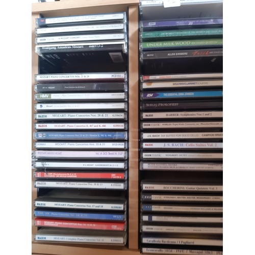 1137 - Five CD racks and a box containg a collection of CDs to include Benny Goodman 10 disc box set, blues... 