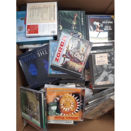 1142 - Four boxes containing a very large collection of CDs to include jazz, blues, world, classical, opera... 