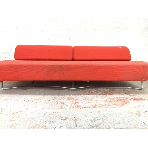 1035 - A Ligne Roset red upholstered sofa designed by Pascal Mourgue in 2004 - approx. 198cm wide x 89cm de... 