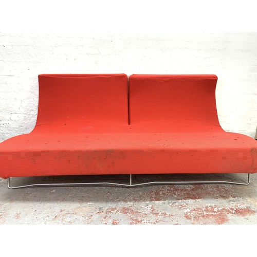 1035 - A Ligne Roset red upholstered sofa designed by Pascal Mourgue in 2004 - approx. 198cm wide x 89cm de... 