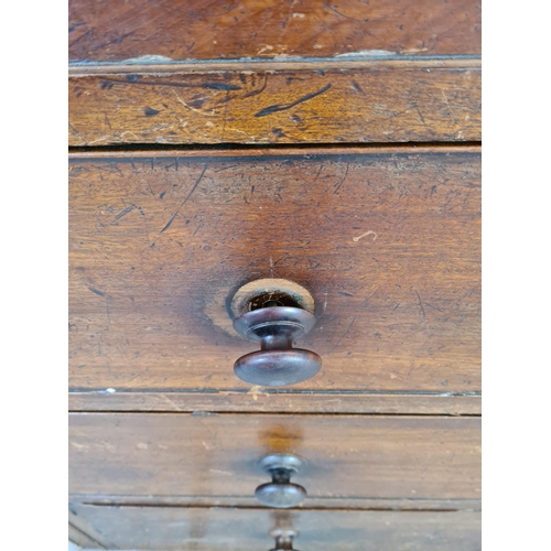 1002 - A large Victorian mahogany chest of two short over three long drawers with three further hidden draw... 