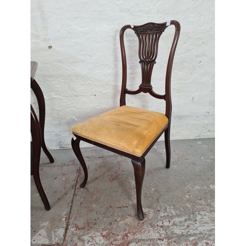 1012 - Three assorted pieces of antique mahogany furniture, Edwardian three tier folding cake stand - appro... 