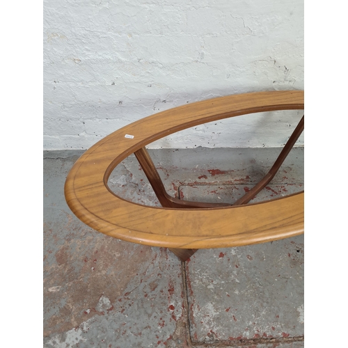 1029 - A G Plan Astro style teak oval coffee table - approx. 40cm high x 54cm wide x 106cm long