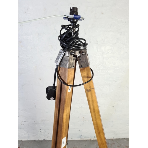 1083 - A Next Bronx oak effect tripod floor lamp with metal detailing - approx. 122cm high