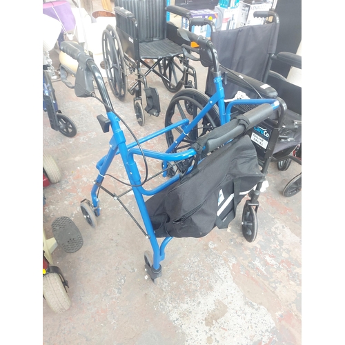 1248 - Three items of mobility equipment, one black Careco folding wheel chair and two folding walking aids