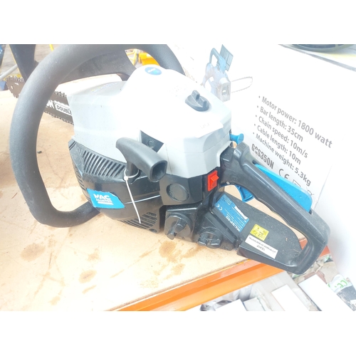 1267 - A black and grey Mac Allister MCSP40 petrol chainsaw with 14