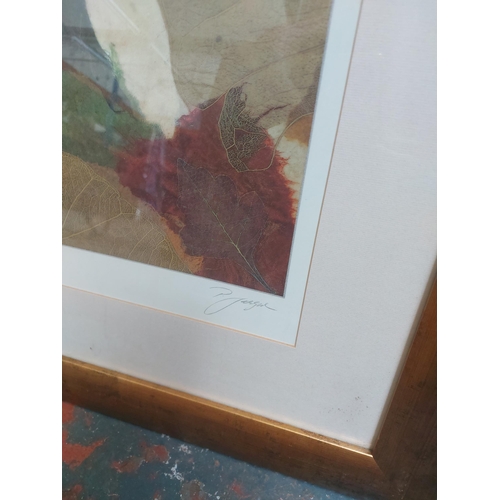 1400 - Two pairs of modern framed prints, two titled 'Natures Composition 1 & 2' and the other pair signed ... 