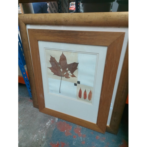 1400 - Two pairs of modern framed prints, two titled 'Natures Composition 1 & 2' and the other pair signed ... 