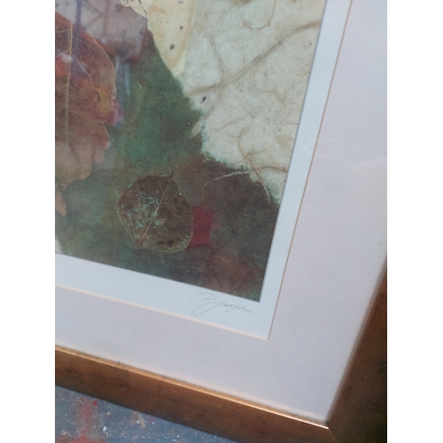 1400 - Two pairs of modern framed prints, two titled 'Natures Composition 1 & 2' and the other pair signed ... 