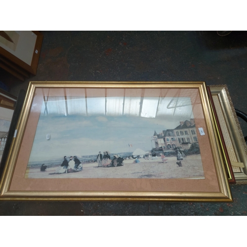 1401 - A large quantity of various framed pictures and prints to include still life, St. Andrews golf scene... 