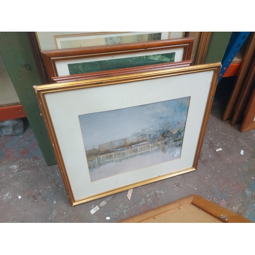 1401 - A large quantity of various framed pictures and prints to include still life, St. Andrews golf scene... 