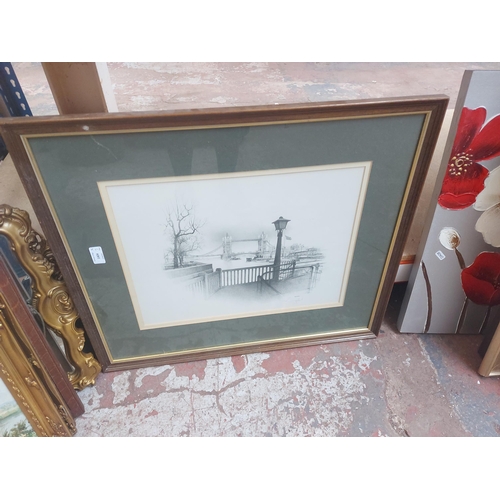 1404 - Two framed Geldart pencil signed prints