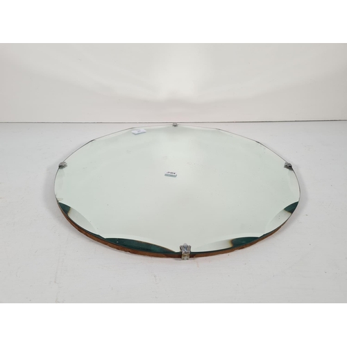 339 - A vintage Art Deco style bevelled edge circular wall hanging mirror - approx. 50 cm diameter