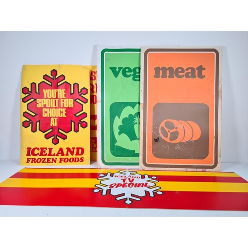 351 - Five mid/late 20th century supermarket advertising posters to include Iceland TV specials, Matthews ... 