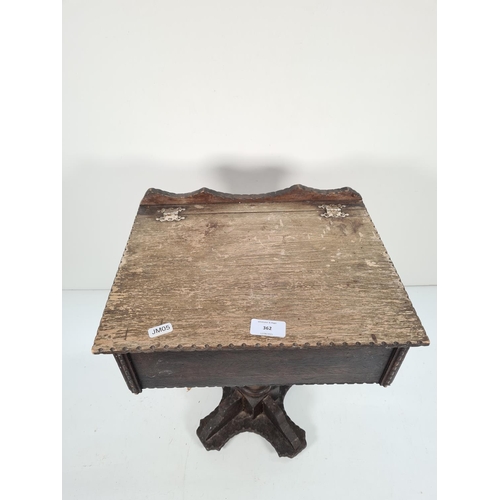 362 - A vintage oak pedestal bible box - approx. 43cm high x 36cm wide x 29cm deep