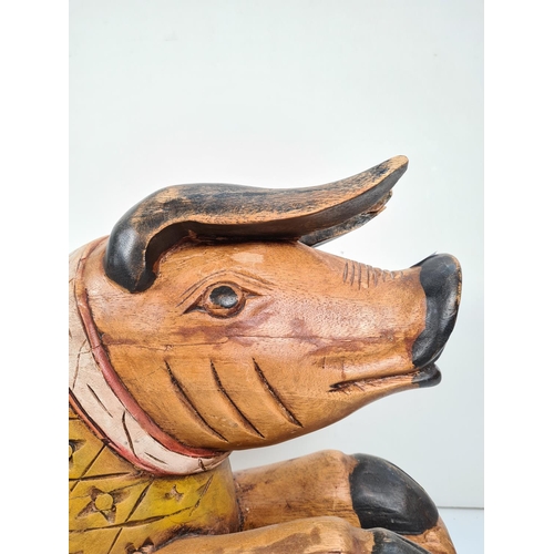 371 - A modern carved hardwood rocking pig - approx. 38cm high x 60cm long