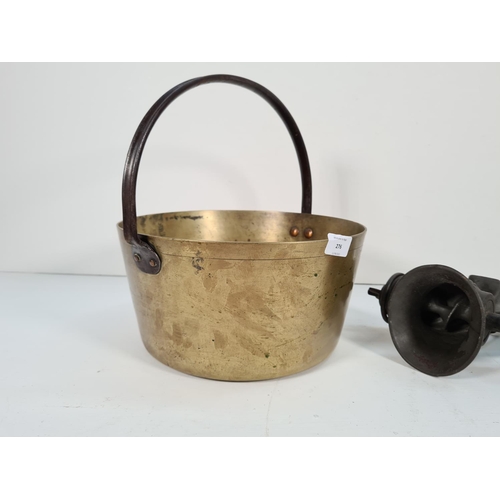 A Victorian brass preserve pan and vintage beatrice no. 3 cast