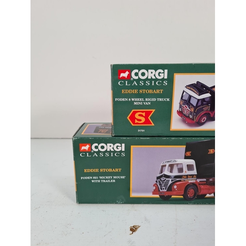 306 - Two boxed Corgi Classics Eddie Stobart diecast model vehicles, Foden 8 wheel rigid truck with miniva... 