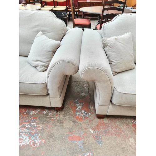 1098 - Two modern grey upholstered sofas - largest approx. 222cm wide x 95cm deep x 80cm high and smallest ... 