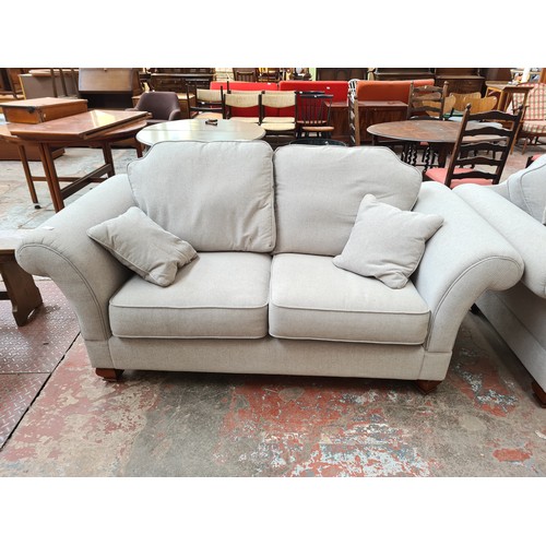 1098 - Two modern grey upholstered sofas - largest approx. 222cm wide x 95cm deep x 80cm high and smallest ... 