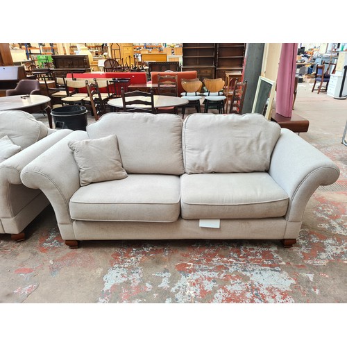 1098 - Two modern grey upholstered sofas - largest approx. 222cm wide x 95cm deep x 80cm high and smallest ... 