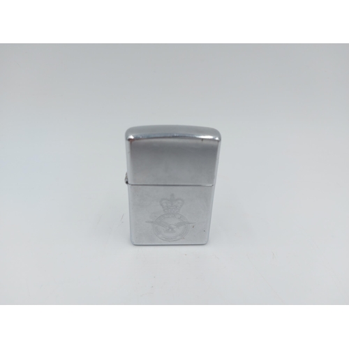 211B - Two Zippo cigarette lighters, boxed Windproof engraved Happy 65th Birthday Dave and Royal Air Force