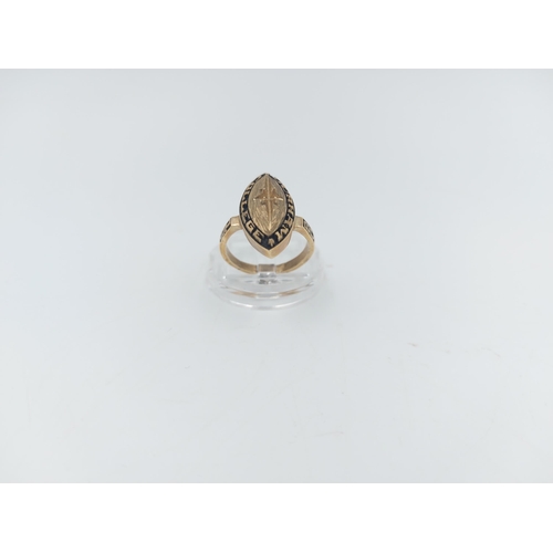 64 - A Durham College unmarked yellow metal marquise signet ring, size M - approx. gross weight 5.6 grams