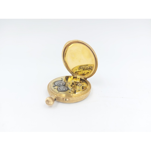 91 - A Victorian 18ct gold Cuivre ladies pocket watch with engraved floral case, circa 1890 - approx. gro... 