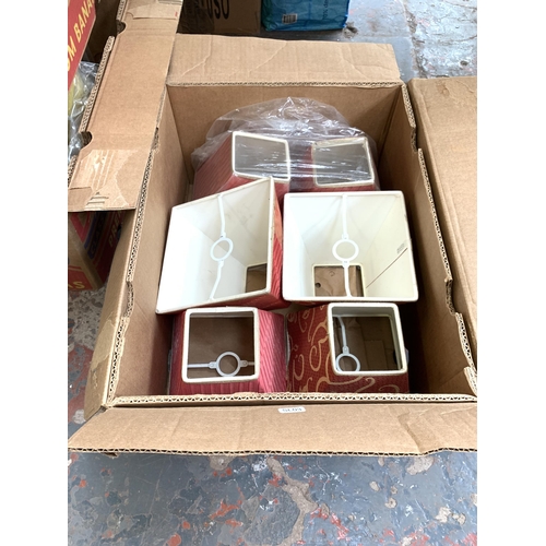 1432 - Five boxes containing various new table lamp shades