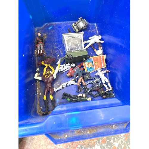 1449 - A collection of various items to include Star Wars figures, vintage suitcases, large metal tray etc.