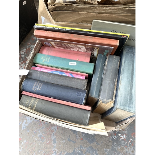 1470 - Two boxes containing vintage books and 78 records