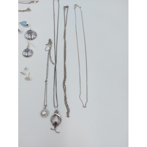 69D - A large collection of hallmarked silver jewellery to include earrings, cameo brooch, necklace pendan... 