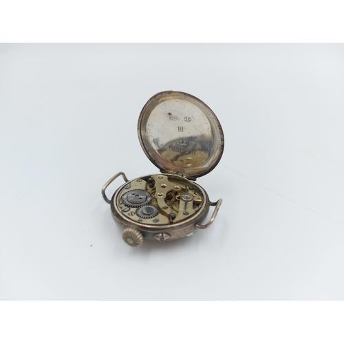 90C - Six various antique stamped silver watch heads to include Anglo Swiss Watch Co of Calcutta Cavalry, ... 