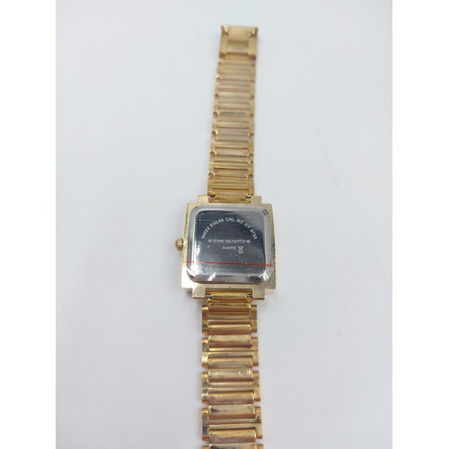 90D - A boxed ladies Charles Rennie Mackintosh design gold plated wristwatch