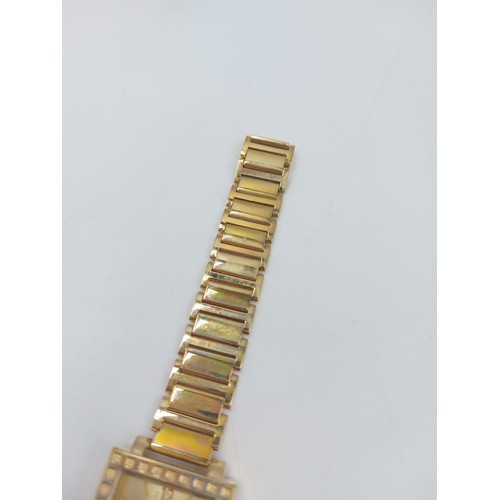 90D - A boxed ladies Charles Rennie Mackintosh design gold plated wristwatch