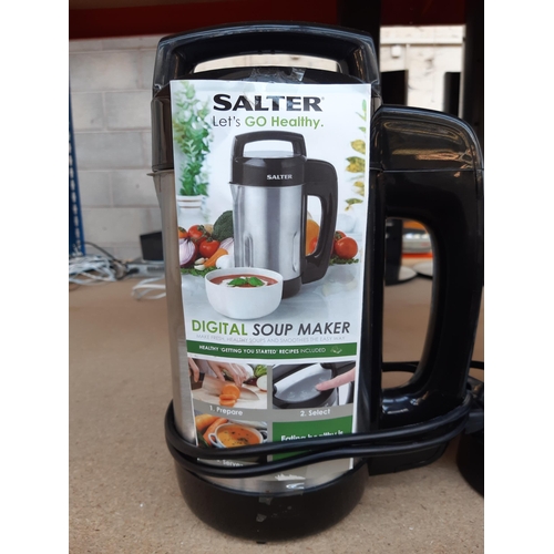 1183 - Two items, one stainless steel Salter digital soup maker and one black and red Nespresso coffee mach... 