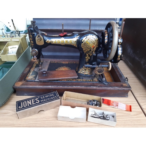 1189 - Two cased sewing machines, one vintage green and cream Bernina Record electric with foot pedal and i... 