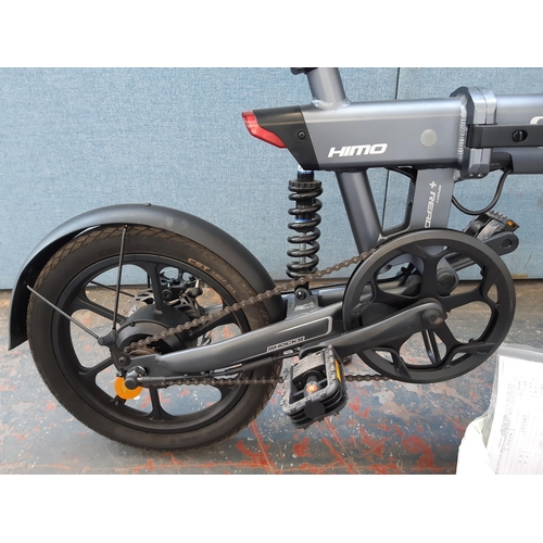 1205 - A Himo Z16 grey and black folding electric bike with twin disc brakes, rear suspension, alloy wheels... 