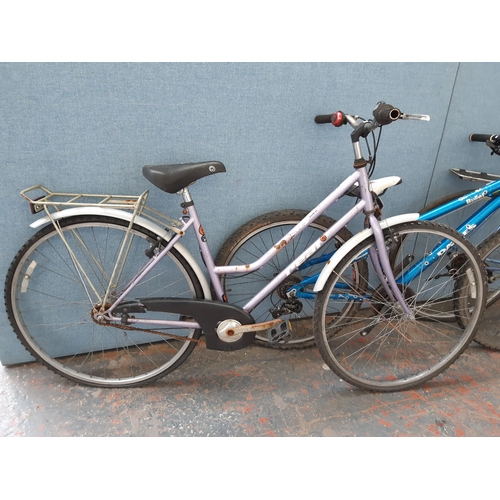 1223 - Three bikes, one blue Kuwahara Hirame gent's touring bike with quick release front wheel, rear carri... 