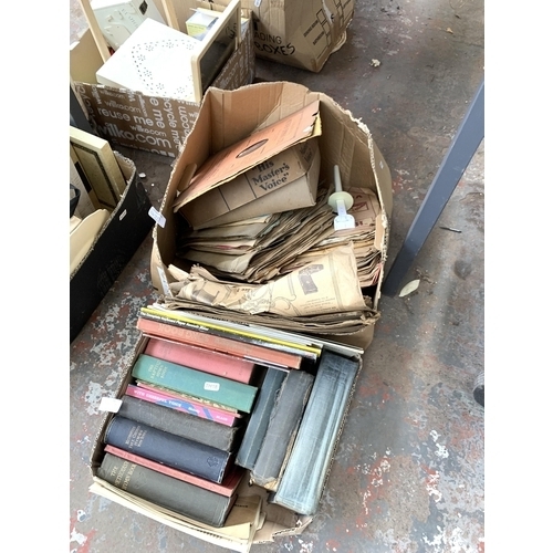 1470 - Two boxes containing vintage books and 78 records