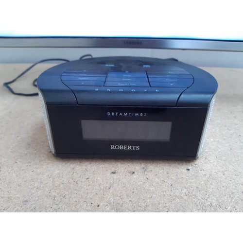 1179 - Two items, one Roberts Dreamtime 2 DAB/FM radio alarm clock and one Samsung QE49Q6FNAT 49