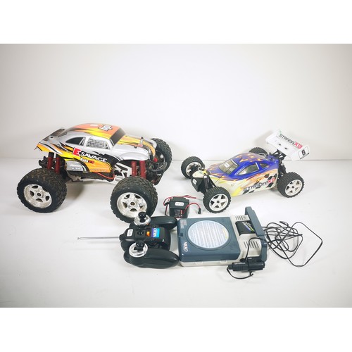 310 - Two battery operated remote control cars, one HPI Racing E Savage and one Maverick Strada XB with Ni... 