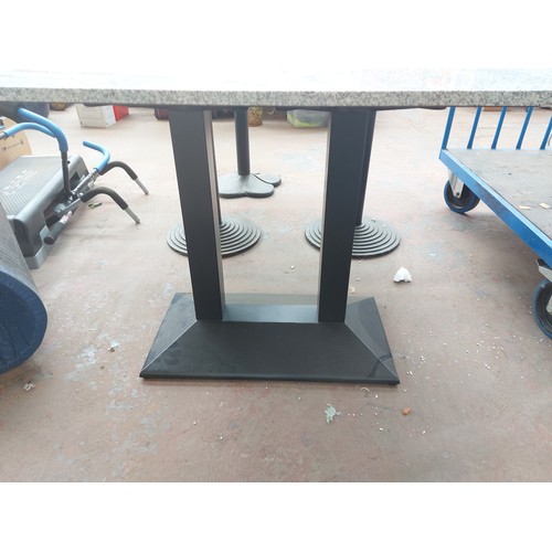 1241C - A marble top rectangular bistro/café table on black metal supports - approx. 77cm high x 70cm wide x... 